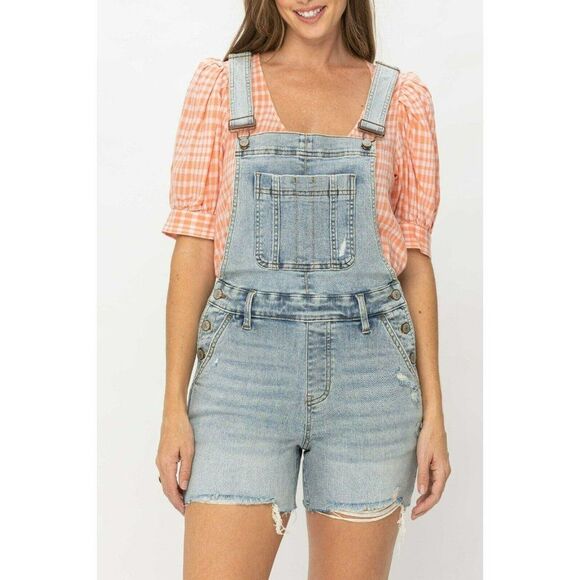 Judy Blue Pants - Judy Blue The Daisy Distressed Denim Overall Shorts S-XL New 15210